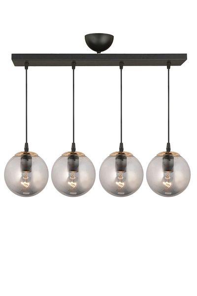 SONSUZ AYDINLATMA&AVİZE Infinite Row Black 4-Piece Smoked Globe Glass Pendant Lamp Luxury Chandelier