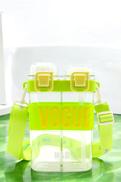M&B WATER BOTTLE 900 ml Vogue Water Bottle - Children's Water Bottle with Double Compartments, Straw and Neck Strap