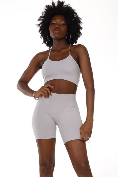 quitaly Virtus Cross Strap Padded Seamless Bustier Gray