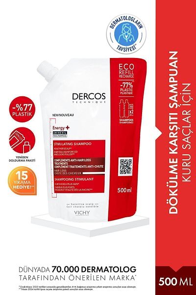 Vichy Dercos Energy+ 500 ML Anti-Haarausfall-Shampoo – Nachfüllpackung