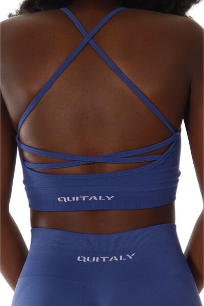 quitaly Virtus Çapraz Askılı Seamless/Dikişsiz Büstiyer İndigo με μαξιλαράκια