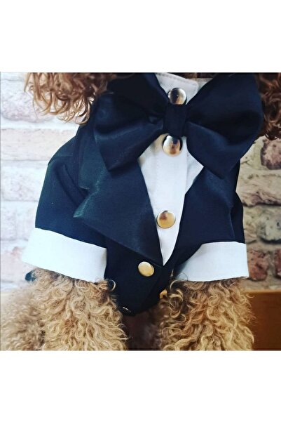 Bi Dolap Ponçik Bi Smokin Yumuşak Gabardin Kumaş Siyah Papyonlu Kedi Köpek Kıyafeti & Smokin