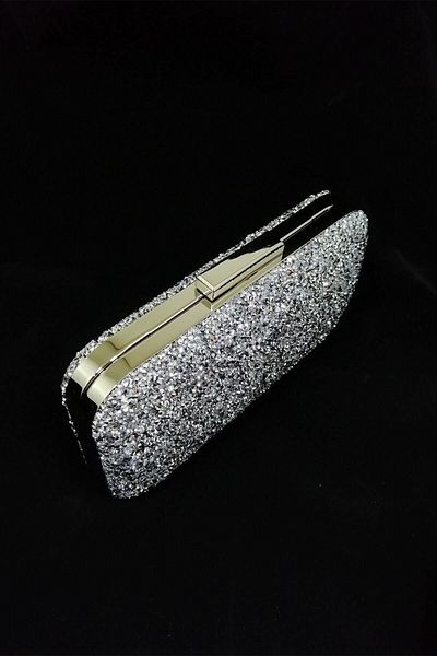 PARKTAN Yakamoz Women's Silver Stoned Evening Dress Clutch Portfolio Bag