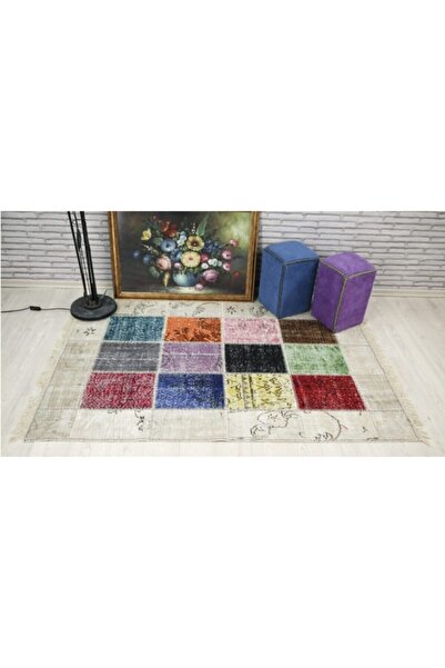 Madalyon Patchwork El Dokuma Antik Anadolu Halısı Simbad Naturel