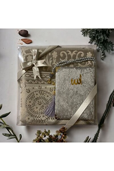 SOLAKLARGROUP Çeyizlik, Hediyelik, Mevlütlük, Bohçalık Lüks Seccade Seti Gri