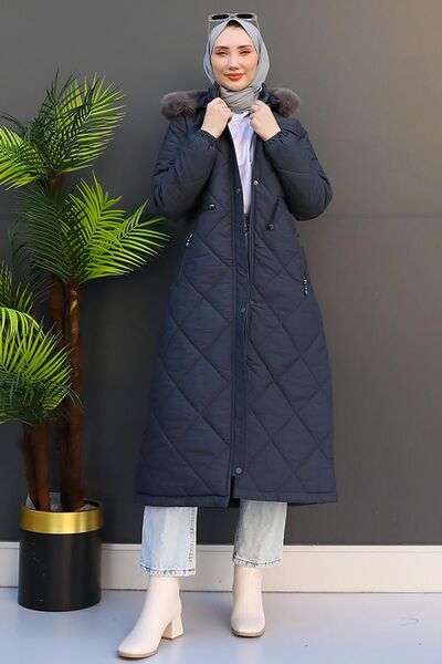 Genel Markalar Mine Kapitone Mont Koyu Gri