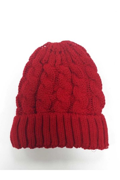 Yayke Light Red Knitwear Knitted Women's Beanie-Hat