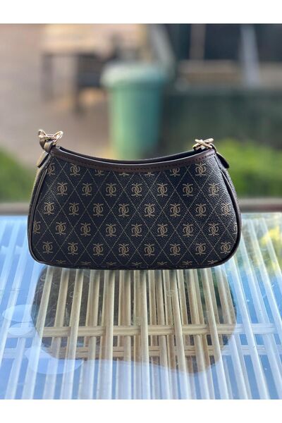 Gabbag Yeni Sezon Parti Ve Günlük Kullanıma Uygun Desenli Kadın Omuz Çanta Kahve Renk