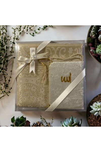 SOLAKLARGROUP Çeyizlik, Hediyelik, Mevlütlük, Bohçalık Lüks Seccade Seti Krem