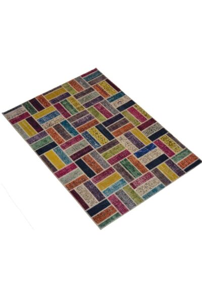 Madalyon Patchwork Doğal El Dokuma Antik Anadolu Halısı Naturel