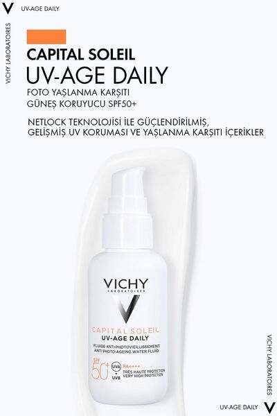 Vichy Capital Soleil Uv -Age Daily-Spf 50+ Photo Anti-Aging Light Textured Facial Sunscreen 40 ml