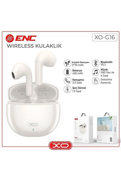 Xo -G16 Stereo Ios Android Uyumlu V5.3 ENC Gürültü Engelleyici Bluetooth Kula...