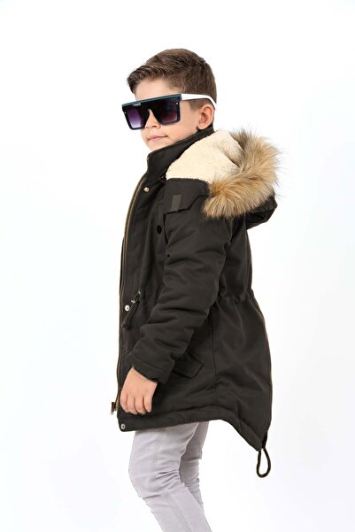 Asortix Chlapecký zimní dlouhý kabát - kožešinový