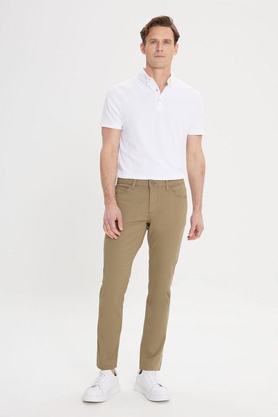 AC&Co / Altınyıldız Classics Ανδρικό παντελόνι Green Slim Fit - 5 τσέπες, ελαστικό και Dobby
