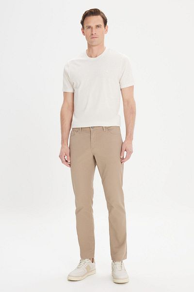 AC&Co / Altınyıldız Classics Μπεζ Slim Fit 5 Pocket Dobby Flexible Ανδρικό Παντελόνι