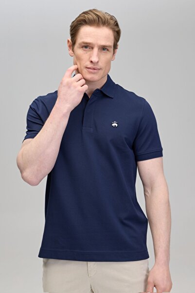 BROOKS BROTHERS Erkek Lacivert Likralı Pike Polo Tişört