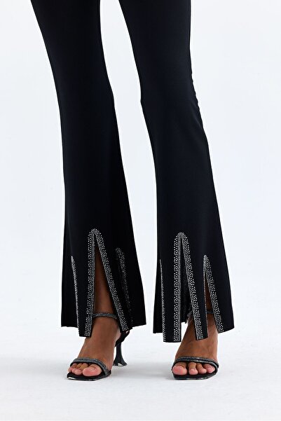 Sense Kemerli Taş Detaylı Abiye Pantolon | Pnt35061 Siyah