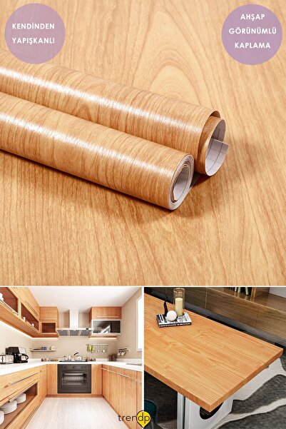 Trendpoint Kendinden Yapışkanlı 60×300cm Bej Ahşap Görünümlü Mutfak Dolap Mas...