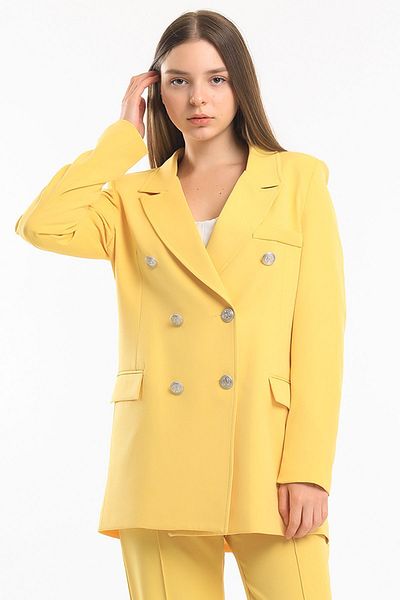 Sense Jachetă galbenă oversize blazer - căptușită în interior, țesătură Hürrem, Ckt34236