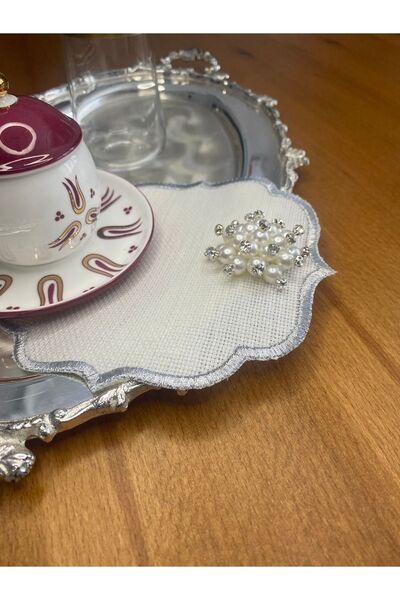 Smiling Home 6 τεμάχια λινό λινό Ασημί Χρώμα Κομψή περλέ κοκτέιλ παρουσίασης χαρτοπετσέτα