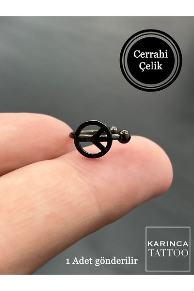 Karınca Piercing Peace Sign - Helix Ear and Cartilage Septum, Tragus Conch Lip Snake Bites Half Ring Black Piercing