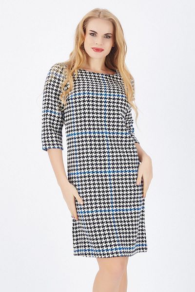 Sense Rochie în carouri cu mânecă lungă |   Elb32153 Crowbar albastru