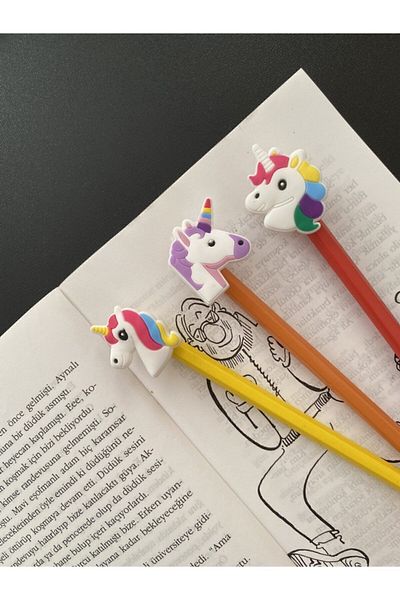 odaburada Cute Pencil Ornament Set of 3 with Ponny Figure