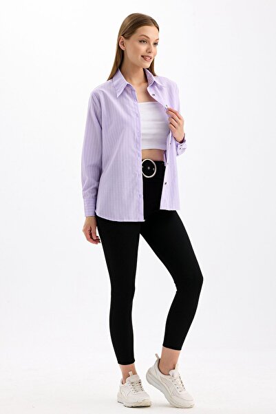 Sense Long Sleeve Comfortable Women's Striped Shirt - Gml35705 Lilac