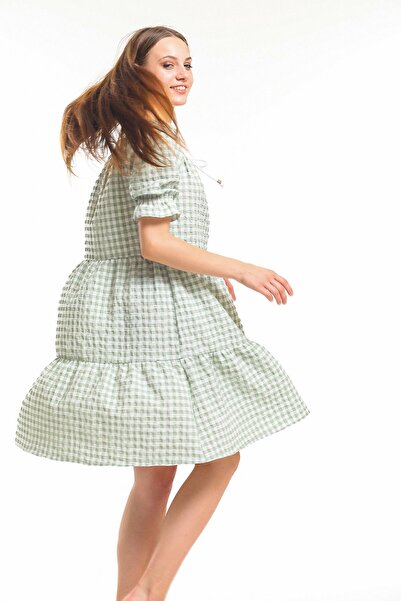 Sense Φόρεμα με γιακά με κορδόνι με πράσινο Gipeli - Elb33651