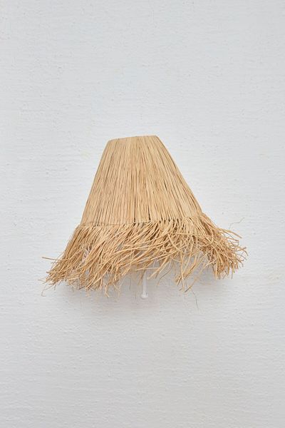 Maison Avf White Bohemian Wicker Raffia - Fringed Handmade E27 Bulb Corded Sconce