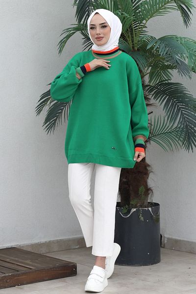 Egelite Modest Turtleneck Hijab Knitwear Tunic Balloon Sleeve Style WinterTunic