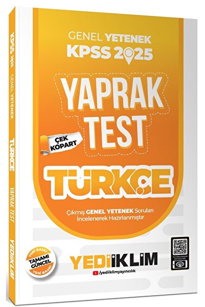 Yediiklim Yayınları 2025 KPSS Genel Yetenek Türkçe Çek Kopart Yaprak Test