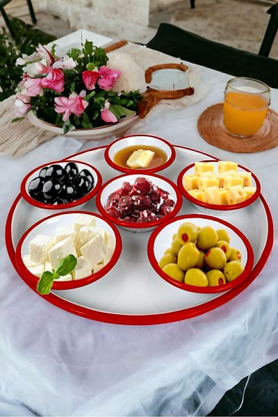 İnci Emaye طقم إفطار مينا صغير مكون من 7 قطع