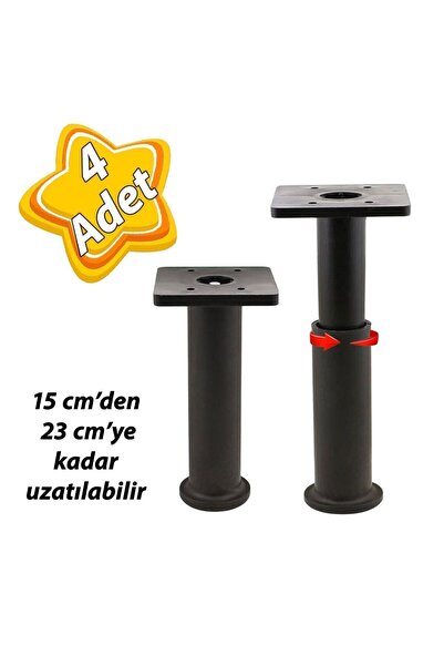 GLASWEN 4 Adet Modül Ayarlanabilir Destek Ayağı 15 X 23 Cm Siyah Ayak Mobilya...