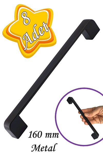 GLASWEN 8 Adet Oval Marmara Kulp 160 mm Siyah Mutfak Kulpu Çekmece Dolap Kapak Kulbu Metal  Mobilya Dolab