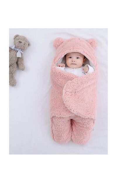 Allmart Bebek Kapüşonlu Ayaklı Kundak Battaniyesi, Yenidoğan Kışlık Bebek Yum...