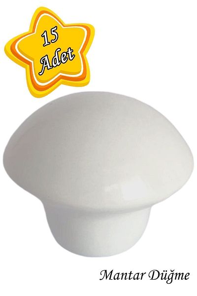 GLASWEN 15Pcs White Mushroom Button Handle Furniture Drawer Cabinet Door Handle Metal Handle Accessories with Screw