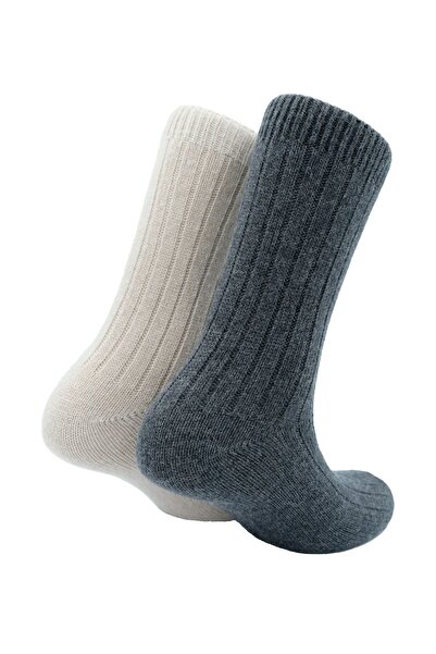 Bambuleyyo Çorap Kadın Kaşmir Çorap Antrasit Ve Bej Rengi - 2'li Paket