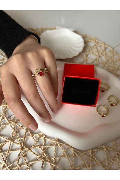 SHINING Vintage ring with steel heart (adjusted)