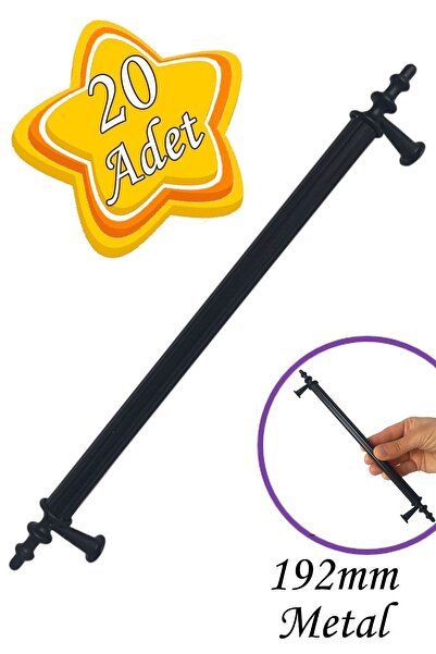 GLASWEN 20 Adet Erciyes kulp Siyah 192 mm Kulp Mobilya Mutfak Dolabı Çekmece Dolap Kapak Kulpu Kulbu Metal