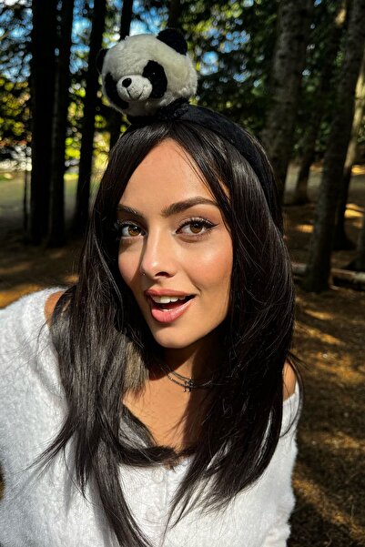 TAKIŞTIR Черно-бяла плюшена корона във формата на панда