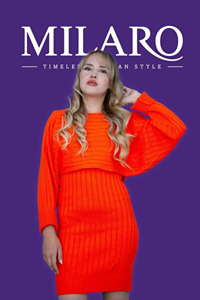 Butik Triko Kumaş Kazaklı Elbise Takımı