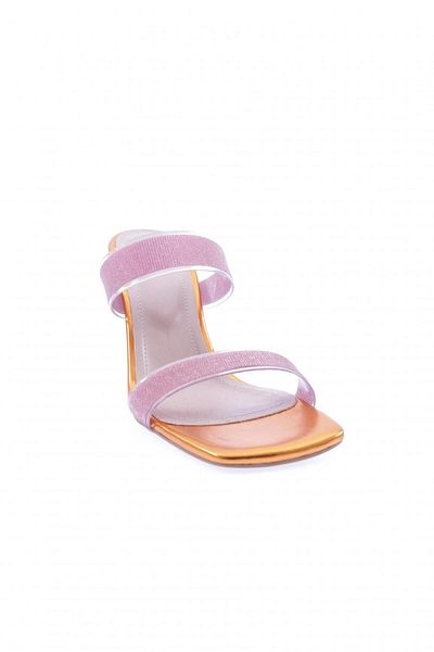 DGN 5155-23y Damen-Hausschuhe mit transparentem Glitzerband und Absatz