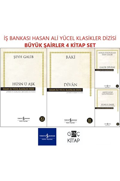 TÜRKİYE İŞ BANKASI KÜLTÜR YAYINLARI Iş Bankası Büyük Şairler 4 Kitap Set Hasan Ali Yücel Klasikleri Divan-galib Divanı-yunus Emre