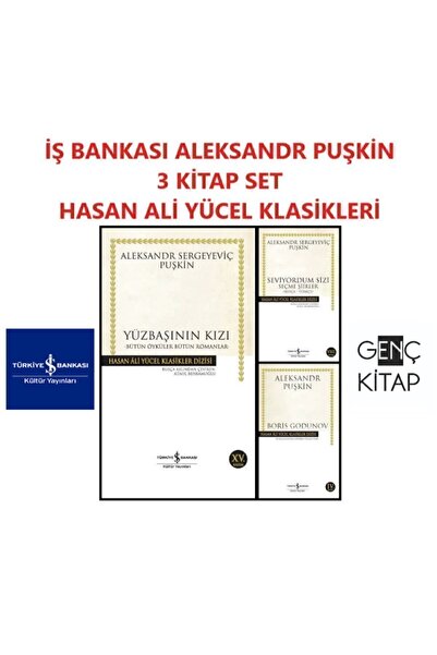 TÜRKİYE İŞ BANKASI KÜLTÜR YAYINLARI Aleksandr Sergeyeviç Puşkin 3 Kitap Set H...