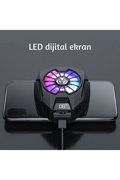 Zineets Telefon Soğutucu Uyumlu Radyatör Fanlı 3 Kademeli Işıklı Göstergeli
