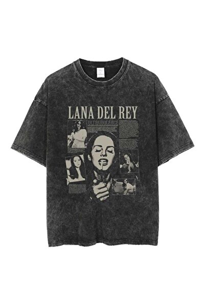 Oldeys Y2K Washed Lana Del Rey Printed Unisex Oversize Vintage T-Shirt