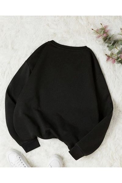 MOONBULL Unisex černá mikina Bronklyn s potiskem oversize