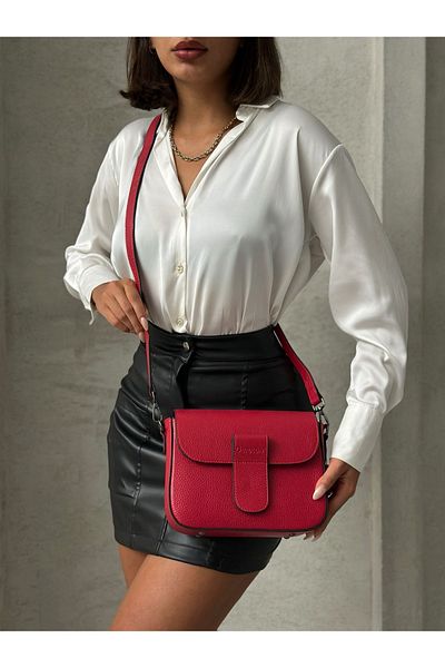 DERKON Red Miley Model Crossbody Bag - Genuine Leather