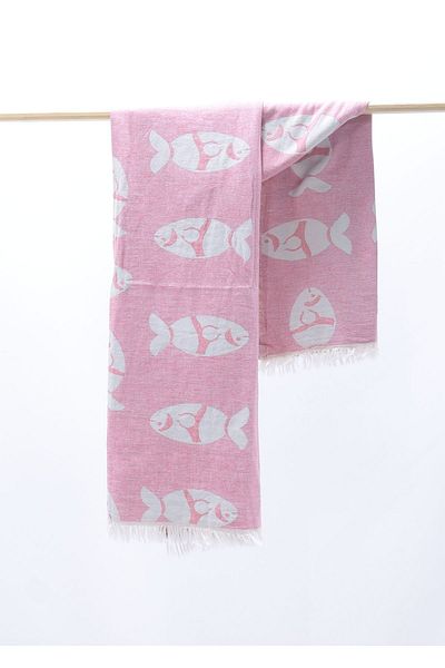 softstylehome 90x180 cm Διπλής στρώσης Jacquard Muslin Peshtemal - 100% βαμβακερό ψάρι